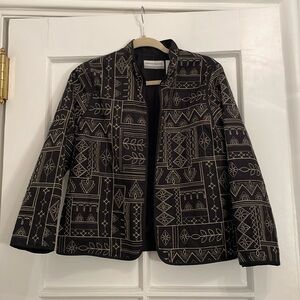 Vintage Alfred Dunner Black and Gold Embroidered / Quilted Jacket